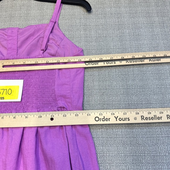 Boho Lilac Eyelet Midi‎ Sundress Small Button Spaghetti Strap Summer Festival - Picture 8 of 11